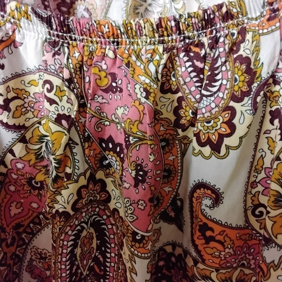 Fever Women's Paisley Bell Sleeve Crochet Trim Boho Peasant 3/4 Sleeve Top L - Picture 4 of 7